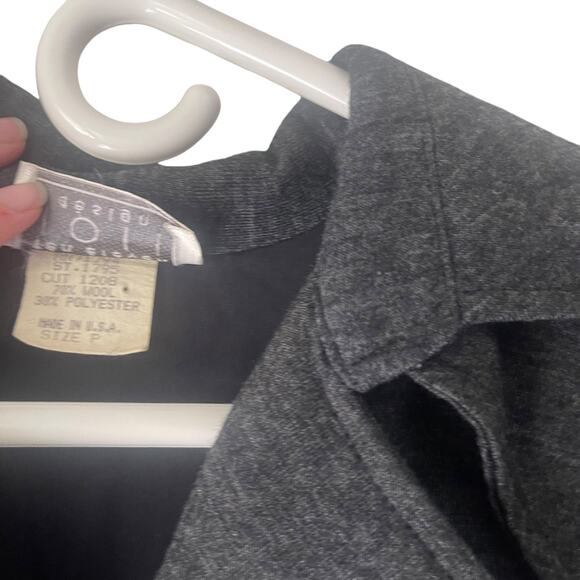 Ten Eleven Vintage 90s Size XL 70% Wool Grey Double Breasted Trench Coat - Picture 5 of 11